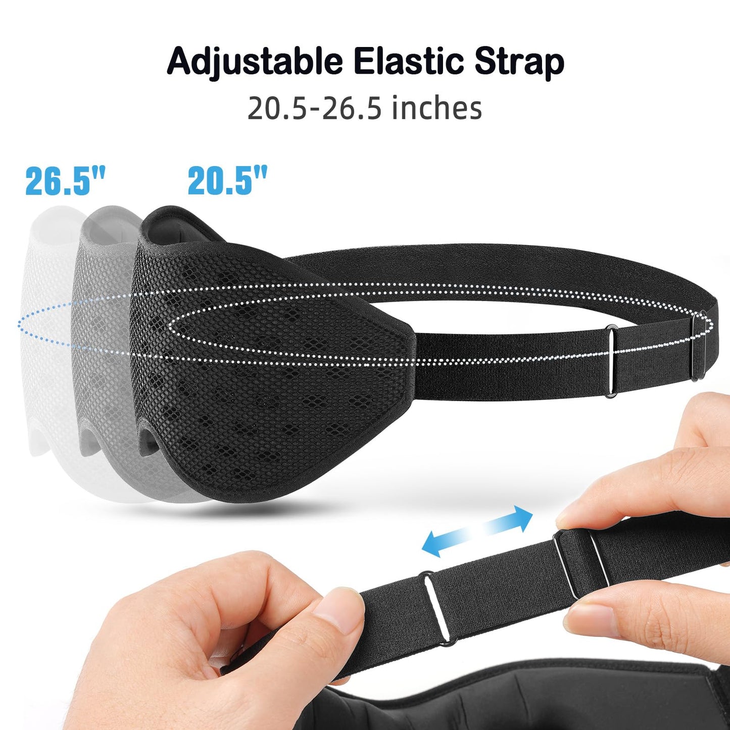 LitBear Breathable Sleep Mask, 3D Eye Mak Sleep for Side Sleepers Women Men, Light Blocking Sleeping Mask with Adjustable Strap, Soft Lightweight Eye Cover for Travel, Night Work, Nap, Office - Blue