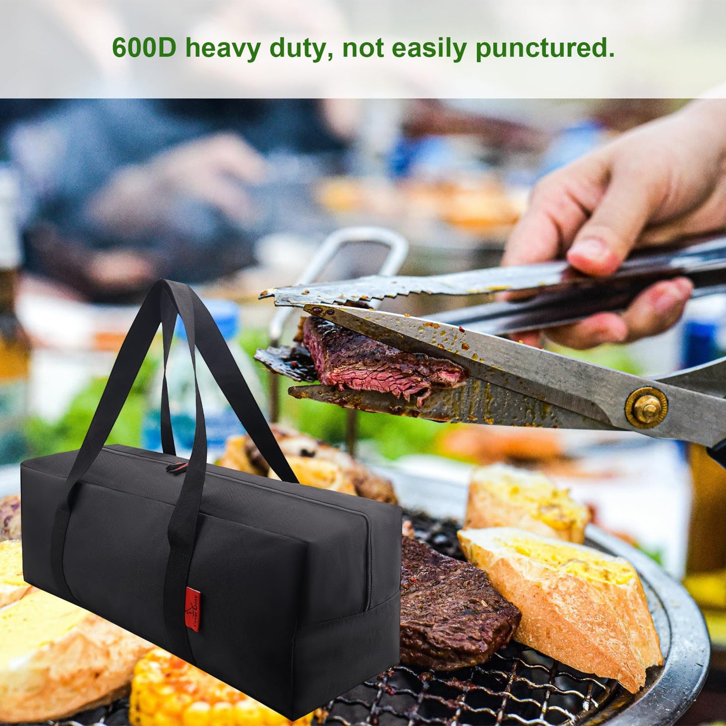 Cover Geny 24" Grill Tool Organizer, BBQ Tool Storage Bag - Heavy-Duty Storage Bag Waterproof 600D Oxford, Folding Design Gift for Camping, Tailgates, Outdoor BBQ Parties (24" Lx8 Wx8 H)