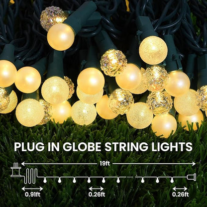 Globe String Lights: 2 Pack 70 LED Mix-Ball Fairy Lights Plug in UL Listed Christmas Tree Lights 19Ft Christmas Outdoor Indoor Fairy Lights for Bedroom Tree Patio Party Garden Wedding, Warm White