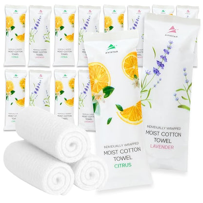 60 Hot or Cold Wrapped Moist Towels – 9'' x 9" Moist Towelettes Individually