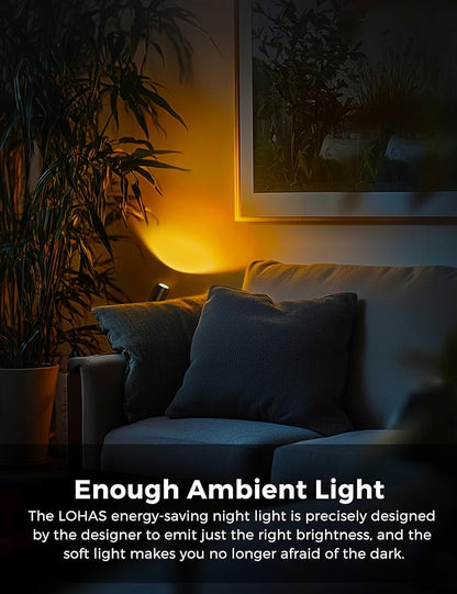 L LOHAS LED Night Lights Plug into Wall, [2-Pack] Decorative Night Lights with Dusk to Dawn Sensor,Brightness Adjustable,RGB Color Changing Nightlight for Bathroom,Hallway,Stairs
