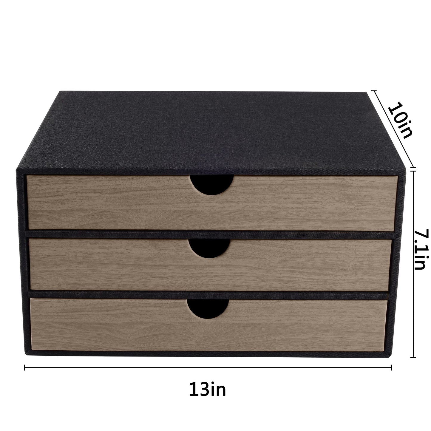 RHCSZ Fashion Multicolor Collocation Leather Desk Organizer File Cabinet Executive Office Supplies Desktop Filing A4 Contract Document Stackable Storage Box with 3 Drawers (Black)