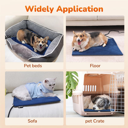 Pecute Cat Heating Pad Indoor, 6 Adjustable Temperature with Timer, Dog Heating Pad with Dual-Resistant Cable, Waterproof Layer, Heated Cat Bed Mat Blanket, Electric Pet Heated Pads for Cats Dogs