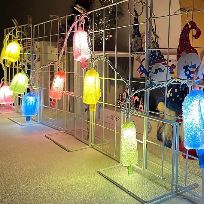 8.5Ft LED Popsicle String Lights - Plug in Colorful Ice Cream Decorative String Lights with 10 Popsicle Lights for Indoor Outdoor Parties Bedrooms Summer Patio Holiday Decor