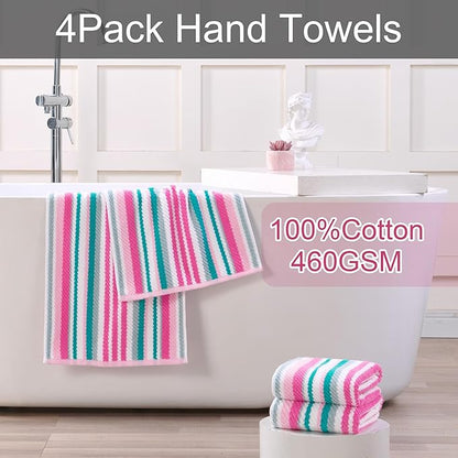 VOOVA & MOVAS Cotton Hand Towels Set of 4, Soft & Absobent & Lightweight