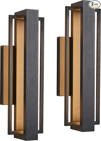 2 Pack Dimmable LED Wall Light, 110V, CRI 90+,IP65 Waterproof, 10%-100% Dimmable for Commercial Outdoor, 15 Inch Sleek Modern Porch Light for Patio, Front Door or Garage, 1500LM 3000K