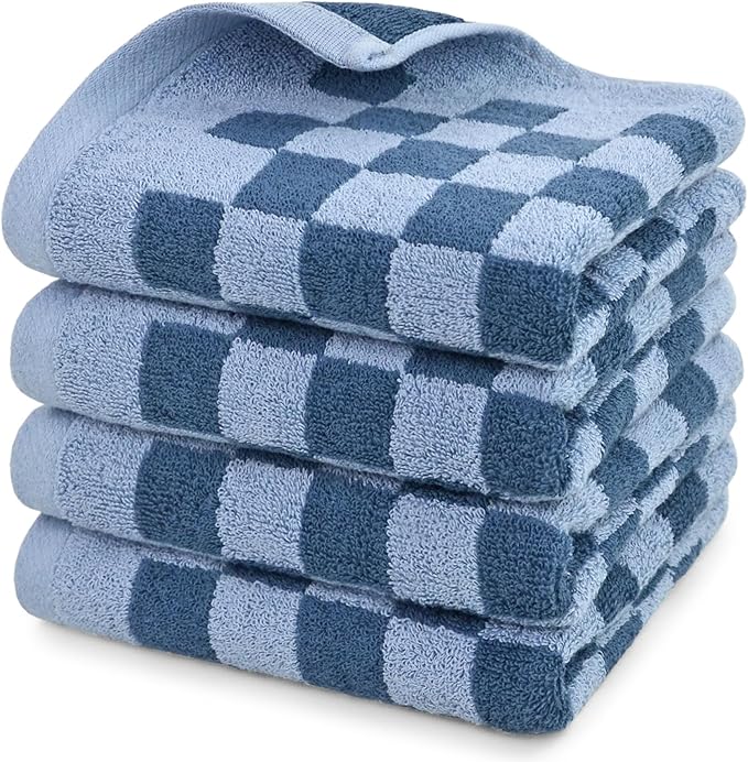 Jacquotha Bathroom Hand Towels Set of 4, Checkered Towels