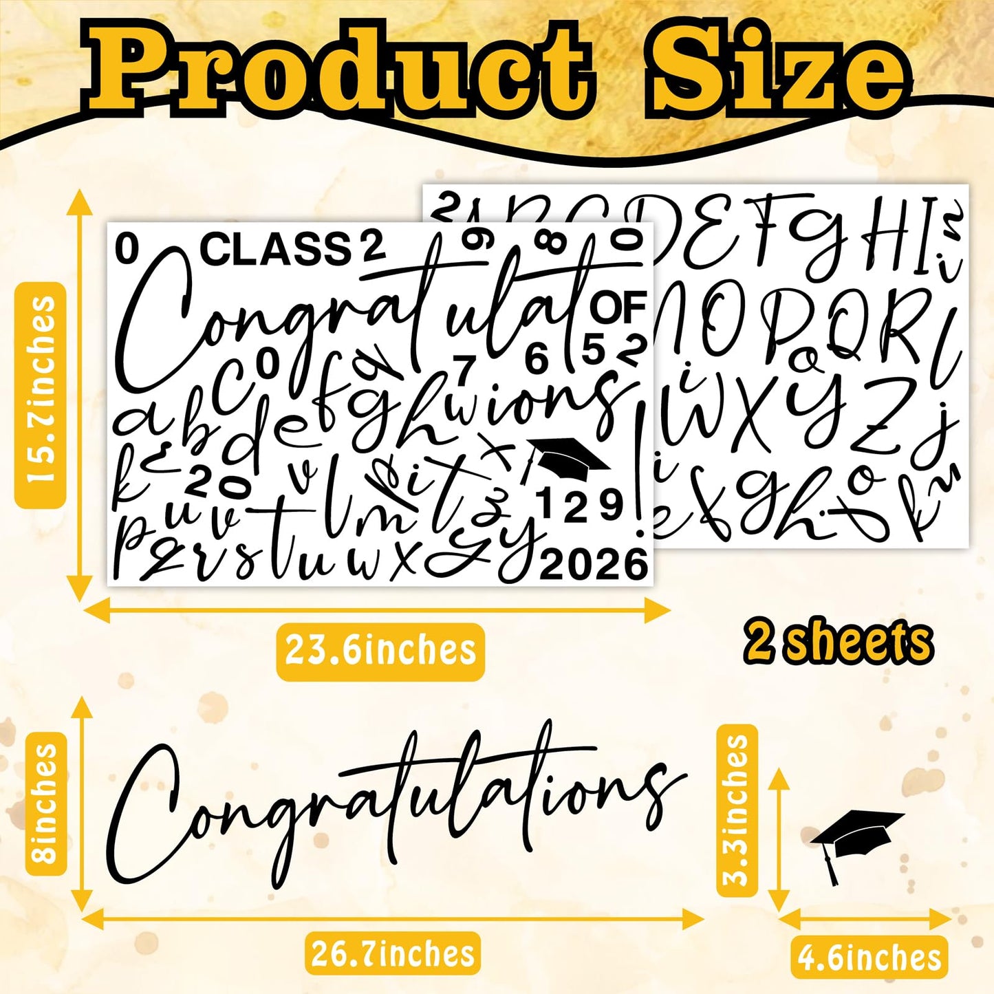 Custom Name Class of 2026 Sign for Backdrop 2026 Graduation Decorations Decals for Balloon Arch DIY Grad Party Decoration Vinyl Lettering Banner for High School University Graduates Party Favors