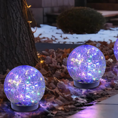 MLKNK Solar Globe Lights Outdoor Waterproof-Solar Balls-Solar Garden Lights-Orbs for Outside 2 Pack Cracked Glass Ball for Lawn Patio Yard Backyard Decorations