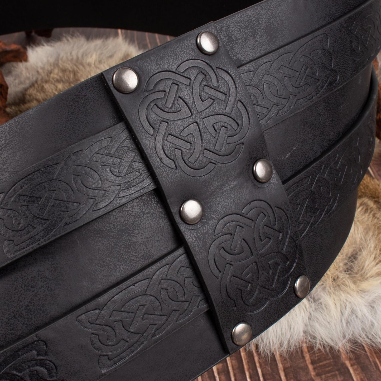 SUMGOGO Retro Waist Belt Medieval Viking Leather Waist Armor Knight Wide Corset Belt Renaissance Halloween Cosplay Costume (Black)