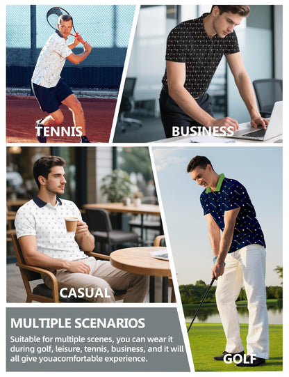 Actflare Golf Shirts for Men Dry Fit Moisture Wicking Short Sleeve Performance Print Polo Shirts Funny Color,XL