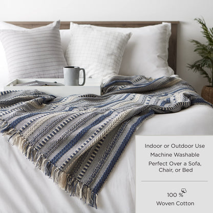 DII Diamond Stitch Woven Throw, Organic Modern, 50 x 60, Rose