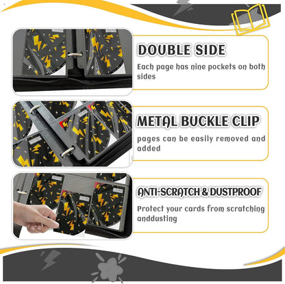 Trading Card Binder 9 Pocket,Card Binder 900 Pockets,Card Book Holder Cards with 50 Removable Sleeves,3-Ring Zip Design MTG/TCG/Sport Collectible Trading Card Albums Gifts for Boys and Girls