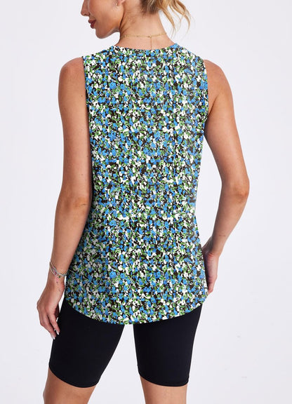 XIEERDUO Workout Tank Tops for Women Sleeveless Running Shirts Activewear Gym Yoga Floral Tops L