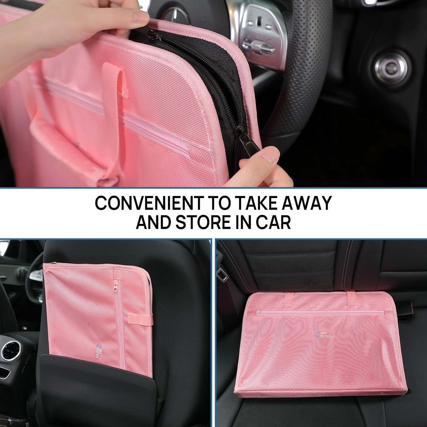 JOYTUTUS 3 in 1 Steering Wheel Eating Tray, Car Back Seat Laptop Desk, Multifunctional Office Bag, Car Work Table for Writing, Car Organizer for Kids, Commuters, Family