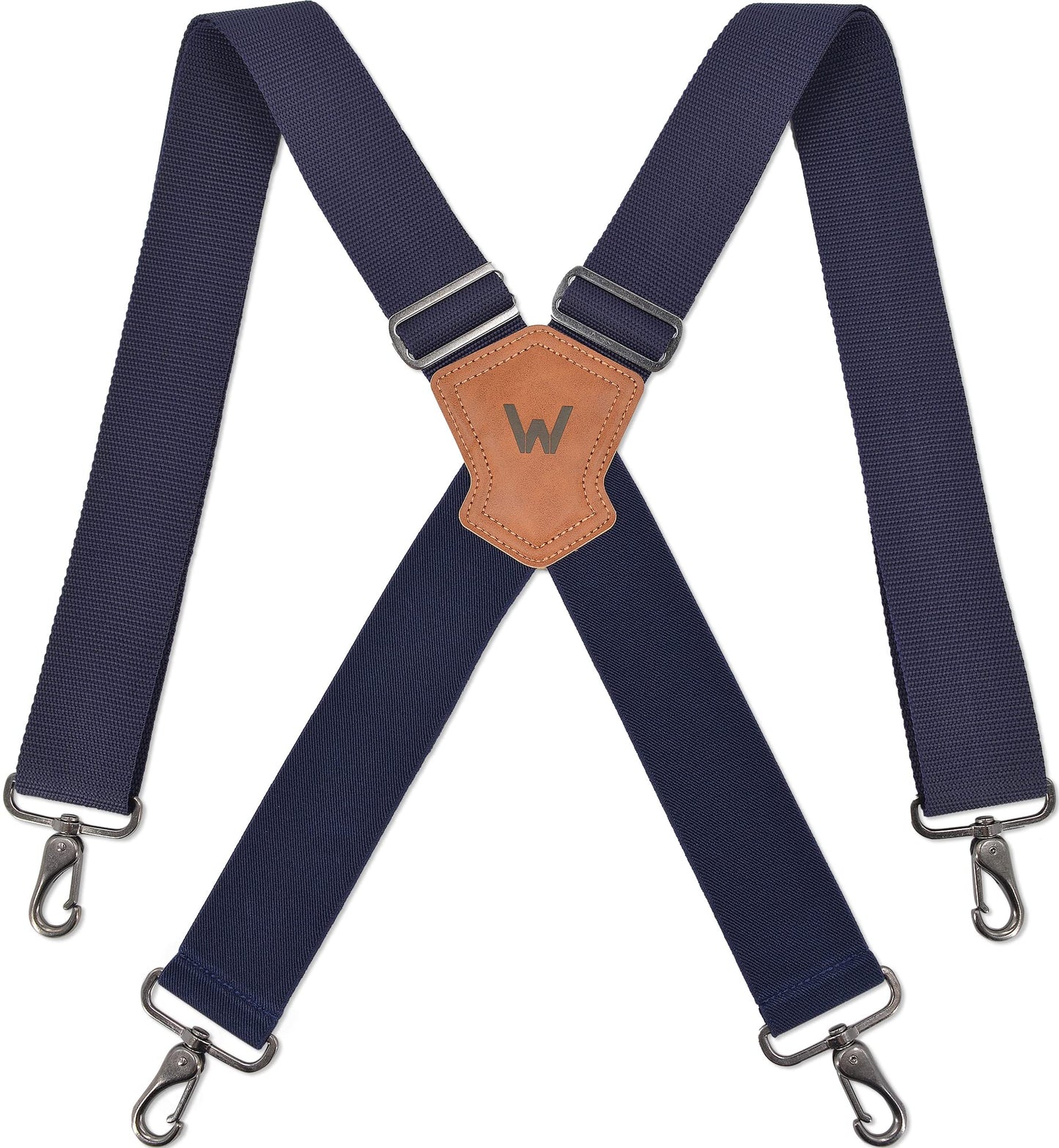 WELKINLAND Navy suspenders for men, 2 Inch Wide Work Suspenders, Heavy Duty Swivel Suspender, Mens Suspender for jeans, Big and tall suspenders for men