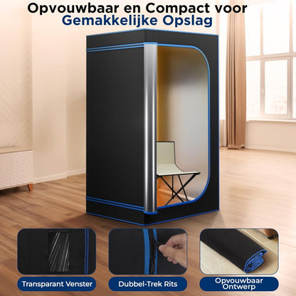 SereneLife Portable Sauna Box for Home, Infrared Sauna Tent with Heated Foot Pad and Folding Chair, Remote Control In-Home Spa, 35" x 71" - inch (Black)