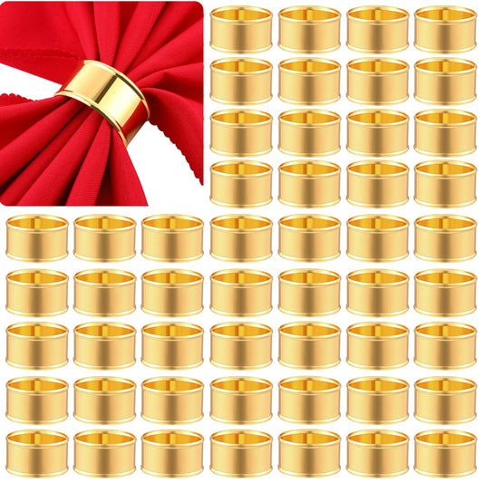 Lounsweer 100 Pcs Gold Napkin Rings Metal Round Holders Buckles for Napkins Weddings Table Serviette Receptions Banquet Birthday Christmas Party Decorations (Basic)