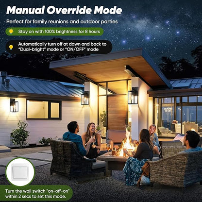 2-Pack Upgraded Motion Sensor Outdoor Wall Lights, 10.6” Small Dusk to Dawn Porch Lights Wall Sconce Lanterns, 3 Lighting Modes Exterior Lighting Fixtures, Black Outside Lights for House Front Door