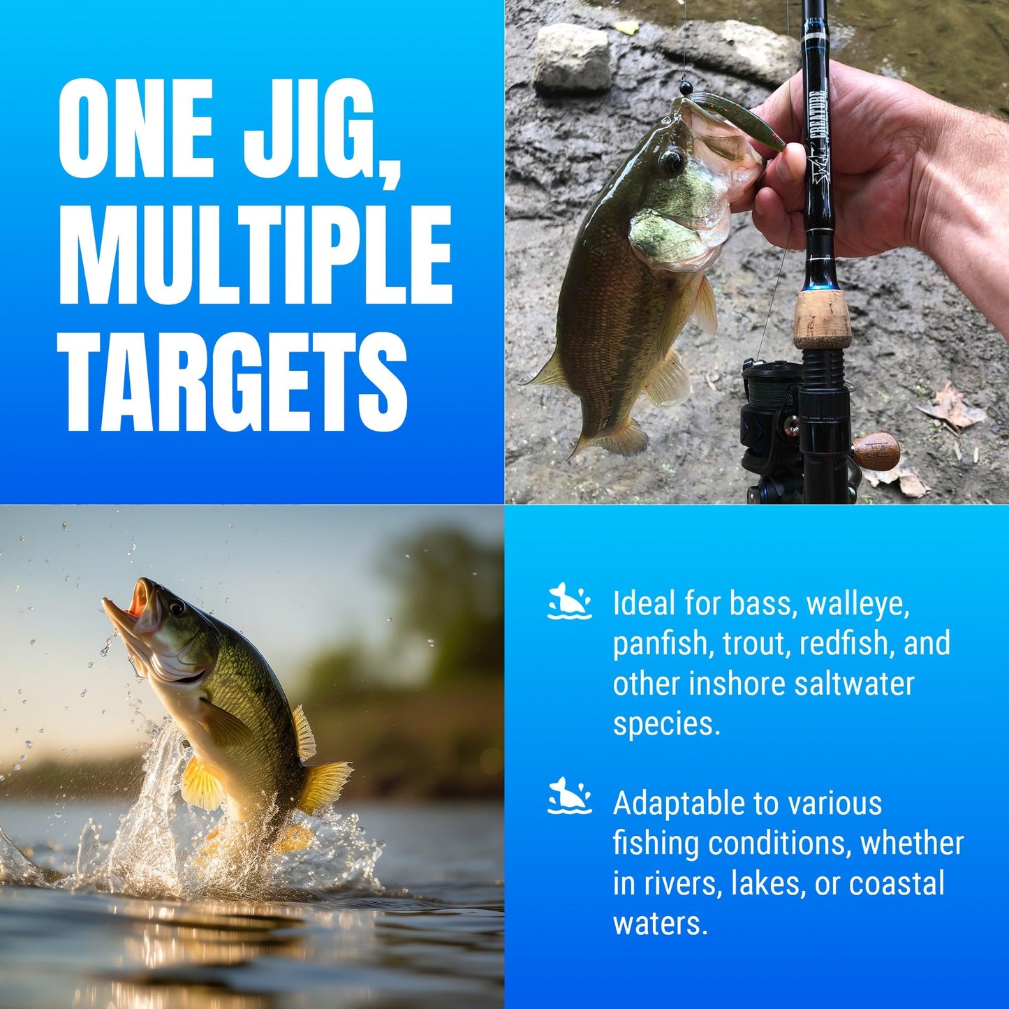 Reaction Tackle Ball Jig Heads - Round Head Jigs for Bass, Walleye, Crappie and Panfish - Soft Plastic Jig Heads for Freshwater and Saltwater - 1/16 Oz - #2 Hook Black (10-Pack)