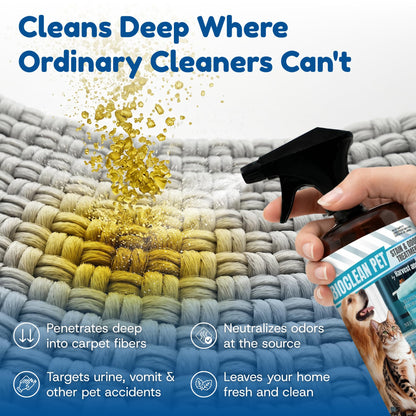 Bioclean Pet Carpet Cleaner & Deodorizer – Eliminates Pet Urine Smell, Stain & Odor Remover, No Residue, Made in USA – 32oz