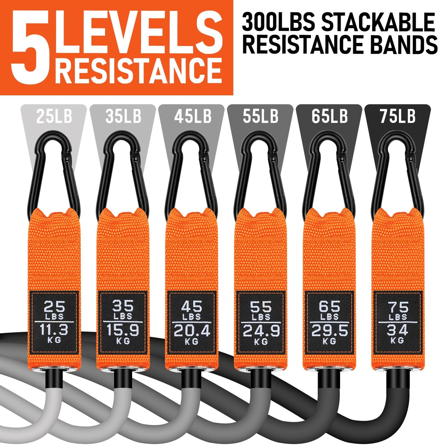WALITO Resistance Bands Set - Exercise Bands with Handles, Door Anchor, Legs Ankle Straps, for Heavy Resistance Training, Physical Therapy, Muscle Training, Yoga, Home Workouts, Gym