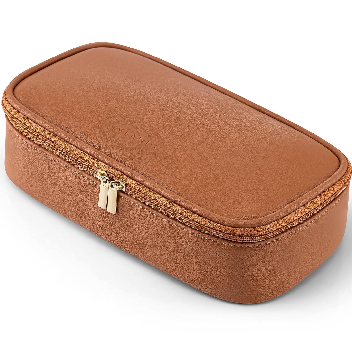 Vlando Travel Makeup Bag,Small Makeup Bag for Women,Gifts for Women Girls, Makeup Pouch Purse Travel Essentials Toiletries-Brown