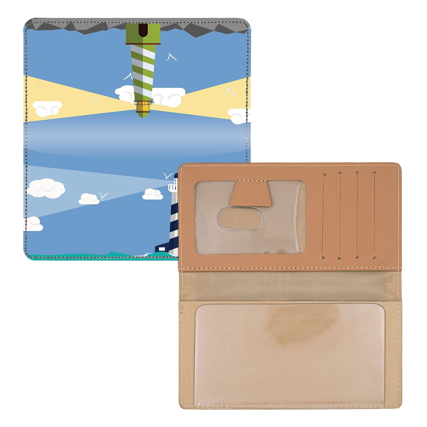 Splendid Lighthouse Personal Leather Checkbook Cover for Top Tear Personal Checks