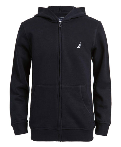 Nautica Boys' School Uniform Polar Fleece Zip-Up Hoodie, Navy, X-Large(18/20)