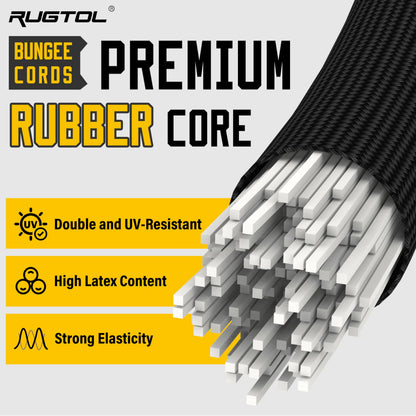 Bungee Cords with Carabiner, 12 Inch Long Heavy Duty Bungee Cords with Carabiner Clip Outdoor, 1/3 Inch Black Extra Strong Elastic Rope with Carabiner Hooks for Camping, Tarps, Bike Rack, Tent, 4 Pack