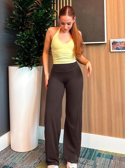 YEOREO Workout Leggings Womens No Front Seam Straight Leggings 31.5" High Waist Buttery Eddiy Gym Yoga Pants Dark Brown L