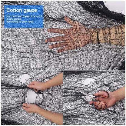 Tmflexe Halloween Creepy Cloth Giant (80 x 400 in.) Scary Gauze Cloth Spooky Halloween Decorations Party Supplies Decor Outdoor Yard Home Wall Haunted House Doorways Patio Garden Black