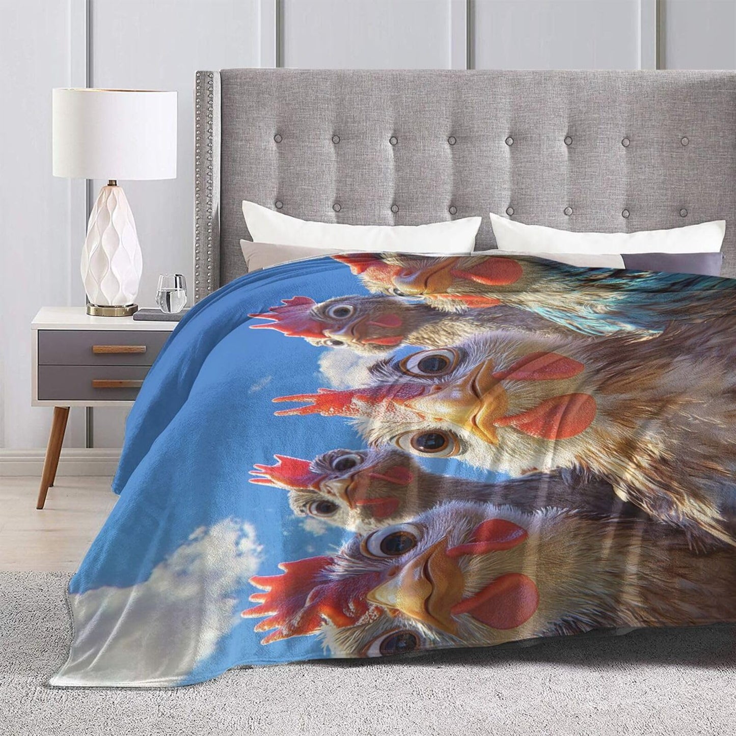Funny Rooster Blanket Gifts for Girls Boys Adults Chiken Fleece Blankets Soft Warm Farmhouse Animal Roosters Themed Throw Cozy Flannel Plush Stuff Throws for Kids Men Women Bed Couch Decor 50"x40"