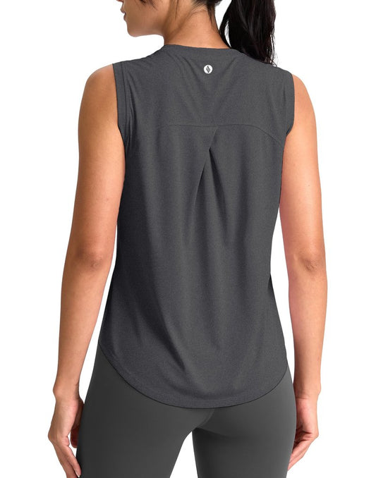 SANTINY Women's Sleeveless Workout Tops Breathable Lightweight Active Tennis Yoga Shirts Athletic Running Tank Tops for Women (Dark Grey_S)