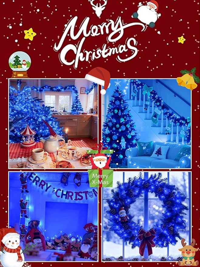 Voice Control Connectable 2PK 164FT 400LED Christmas String Lights Indoor Outdoor with Remote | Smart Twinkle Fairy String Lights 12 Modes & Timer for Xmas Tree Decor (Blue)