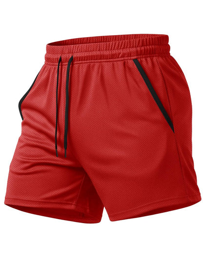 MAGCOMSEN Men's 5" Athletic Gym Shorts Mesh Lightweight Stretch Workout Running Basketball Shorts with Pockets Red L