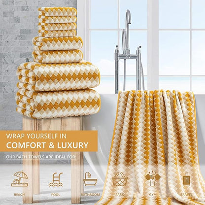 8 Piece Bathroom Towel Set |2 Oversized Bath Towels, 2 Hand Towels, 4