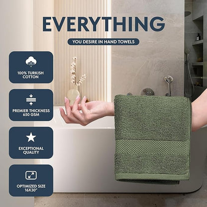 White Classic Luxury Forest Green Hand Towels
