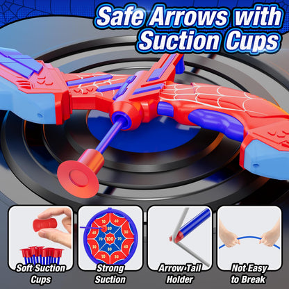 HYES Bow and Arrow for Kids, LED Light Up Archery Set with 12 Suction Cup Arrows, 1 Hanging Target, 3 Score Targets & 1 Quiver, Indoor Outdoor Sport Gifts for Boys Girls Ages 4-12, Blue