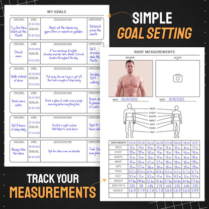 Nextnoid Hardcover Fitness Planner Workout Journal for Men & Women - A5 Sturdy Fitness Log Book to Track Gym & Home Workouts - Separately Packaged 2 Pieces