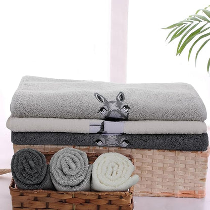3 Pcs Funny Donkey Hand Towels Embroidered Donkey Farmhouse Decorative Bathroom