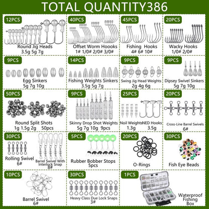 Seenelling 482 Pcs Fishing Tools Kit Fishing Accessories Kit Include Fish Hook Lures Hook Remover Lip Gripper Backpack for Men Women Gifts(Camo)