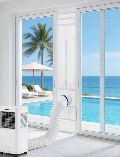Portable Air Conditioner Door Kit,Door Vent Seal Kit for Mobile Air Conditioning & Dryer，Full Sealing Waterproof Easy to Install，Fit Both 5" and 6" Exhaust Hose，Length Adjustable 10x75~91 inches