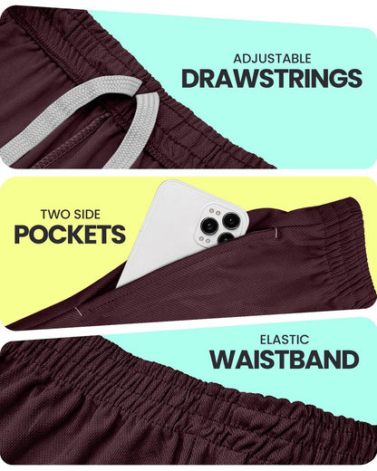 NY Threads Men's Athletic Shorts Quick Dry Loose-Fit Lightweight Running Workout Gym Shorts with Pockets, Large, Burgundy