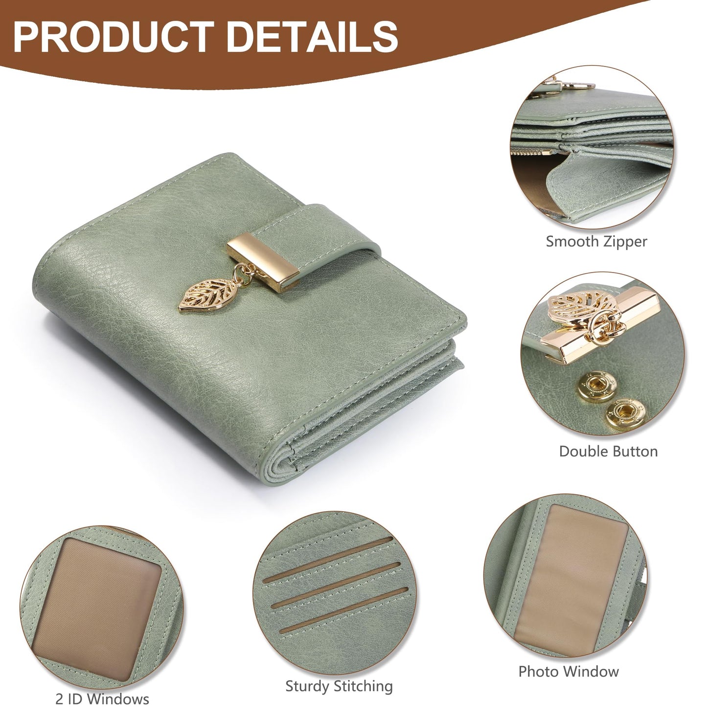 yiijay Small Wallet Women RFID Blocking Leather Bifold Wallet Credit Card Holder for Women Ladies Compact Wallet Mini Purse With Zipper Pocket