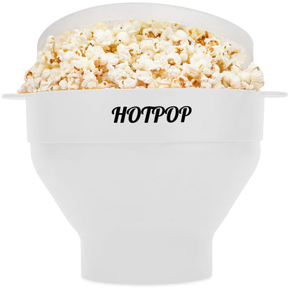The Orginal HotPop Silicone Popcorn Maker - Microwave Popcorn Popper with Handles - Collapsible Bowl, Heat-Resistant, Easy to Clean, Ideal for Family Movie Nights, 15-Cup Capacity - Red