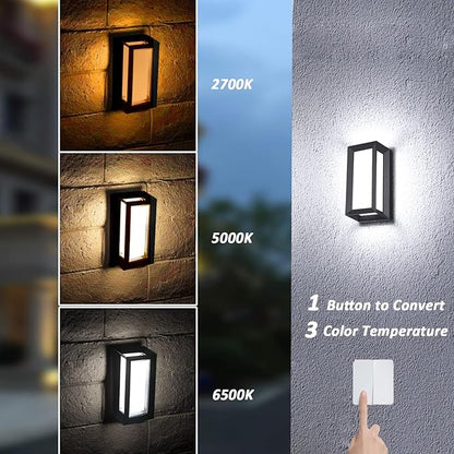 Modern Outdoor Wall Lights 2Pack, LED Rectangle 18W Bright Warm to Cool Tunable White Exterior Lighting Fixtures, Waterproof Outdoor Lights for House,Porch,Garage (Rectangle-CCT)