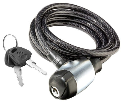Schwinn Bike Cable Lock with Keys, 6 ft x 8 mm, Black, Durable Steel, Protective Vinyl Cover, Carrying Bracket for Transport, Anti Theft Protection, Bike Lock Cable for Security