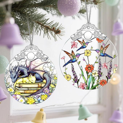 Stained Glass Hummingbird Ornament: Christmas Decorations, Ornaments for Christmas Tree & Holiday Ornaments – Holiday Presents, Gift Exchange Ideas & Keepsake Gift for Family, Coworkers & Friends