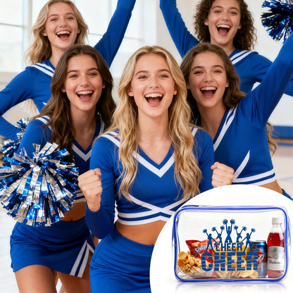 20 Pcs Cheer Goodie Bags Cheer Snack Bags for Team 7 X 5 '' Pvc Cheerleader Gifts Bulk Waterproof Portable Cheerleader Tote Cheerleading Travel Duffel Packet for Teammate Party Party Supplly(Blue)